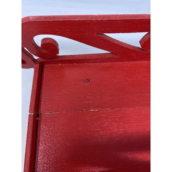 Vintage 1950s Red Wooden Santa Sleigh With Felted Reindeer Japan Folds Flat - Picture 15 of 15